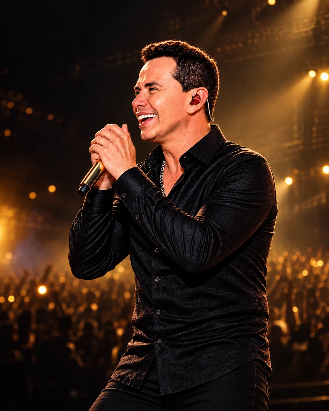 Jhonny Rivera cantando con micrófono